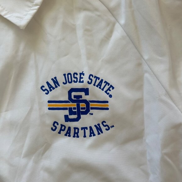 NWT Y2K Deadstock San Jose Spartans White Snap-Front Coaches Jacket Windbreaker - Picture 2 of 7